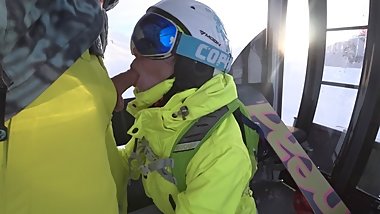 4k public blowjob in ski lift