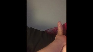 Horny gay amateur tugs his big cock to climax watching gay porn