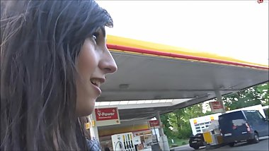 German Brunette in Black Leather Jacket Motorcyle Sex