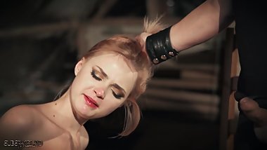 Lolly Small's ass takes a punishment and a deepthroat cumshot tied up