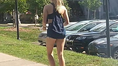 College walking in booty shorts