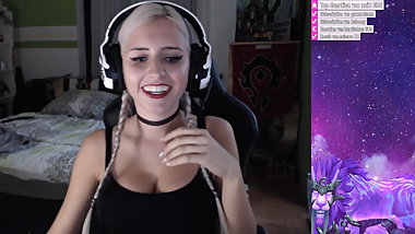 busty blond with leggings