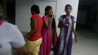 Tamil college girls in night dress at hostel