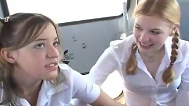 Teens schoolbus lucky day