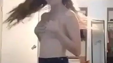 SBB lovely redhead teen stripping