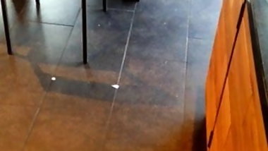 Candid Feet in Flip Flops Last Hot October Day Starbucks