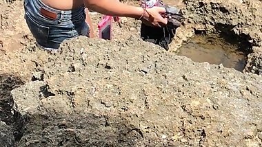 Bikini Teen Babe at Beach Rockpool