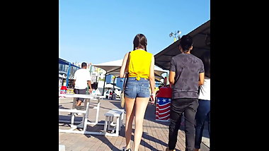 Candid voyeur thick teen tight shorts at fair