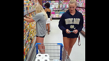 Candid voyeur fit tight blonde teen at Walmart