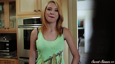 Masturbating teen pussyfucked by stepdad