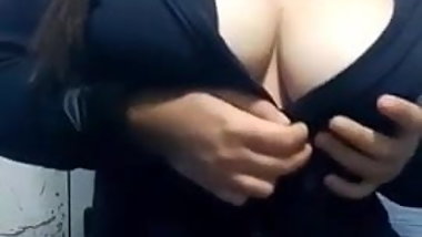 sexy babe striptease and showing amazing boobs