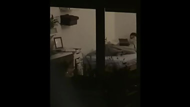 Neighbor teen watch my wank and play with herself