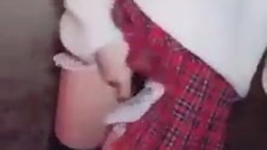 Asian teen flashing panties