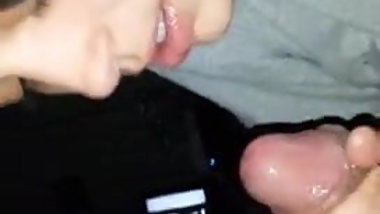 Amazing teen brunette blowjob and cum in mouth