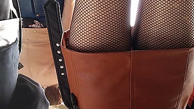 Upskirt medias de malla