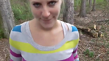 Lucky Dude Met Hot Blonde in Woods and Got Blowjob