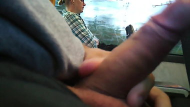public cumshot in train