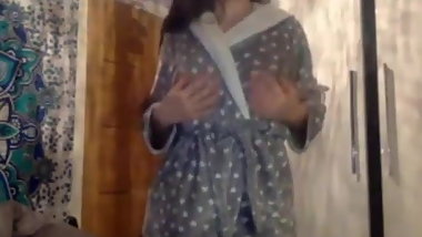 British teen dressing gown strip