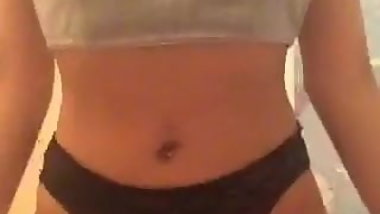 Horny girl hump blanket and flash tits