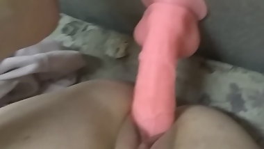 Young girlfriend Riding her huge pink cock