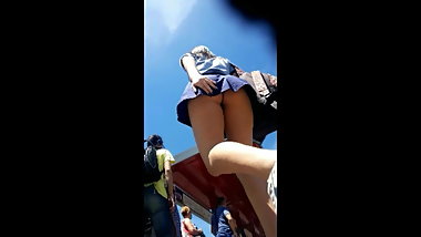 Chasing teen delicious student in the street