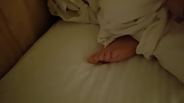 Licking teen toes in bed