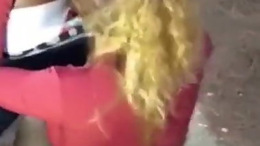 Cute teen suck my BBC outside