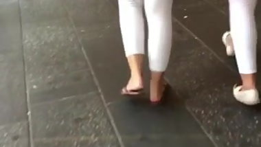 blonde hair girl with a nice phat ass walking around