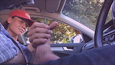 First time flash turns into handjob