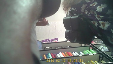 Upskirt teen at store white thong