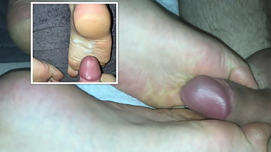 Feet fucked cum
