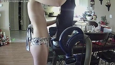 Mom and daugheter around the house