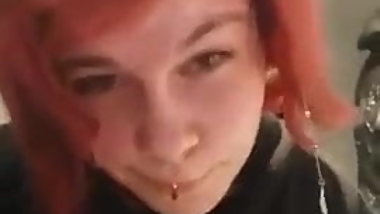 red hair teen flash pussy on WC