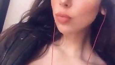 A naked hot girl in a public place