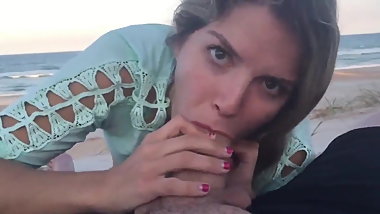 My Brother's Gf Sucks My Fat Dick on The Beach