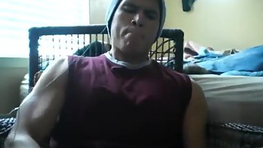 Crazy student jerks off - brutal post orgasm cum, he keeps stroking