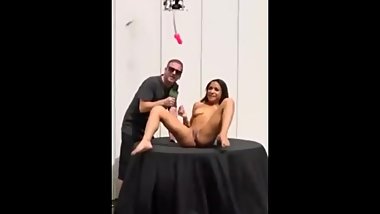 Inserting drone dildo in teen's pussy she cries