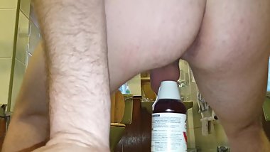 Young Teen Boy Stretches Asshole With Madsive Mouthwash Bottle - MattThom98