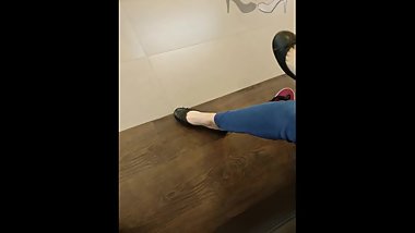 Public Barefeet Shoeplay at the shoe store