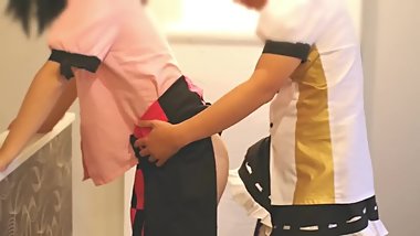 2 cosplay sissies fuck