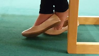 Candid Barefeet in Tan Flats Part 2