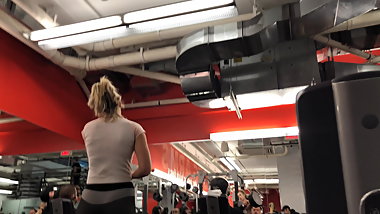 Blond in gray tights again