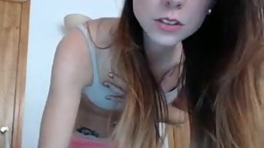 Petite young strips and rides hard a dildo on a mirror