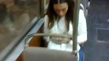 Throwing cum on teen girl's hair