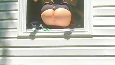 Squirting Out Of Her Bedroom Window While Neighbors Watch