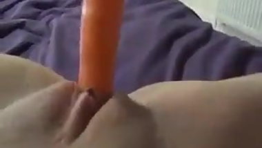 Carrot Inside Her Teen Pussy