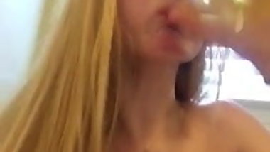 Blondie drinking her own piss again