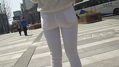 tight teen ass white jeans
