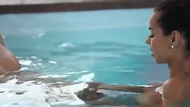 Hot teen cumshot in pool