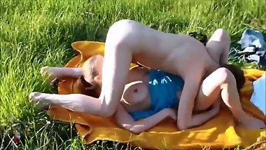 Hot Teen with Big Saggy Tits Takes Creampie Outdoor